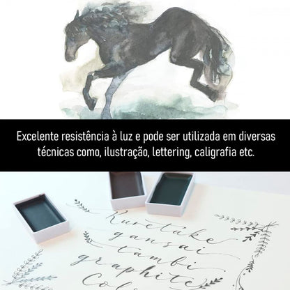 Aquarela Kuretake Gansai Tambi 06 Graphite Colors