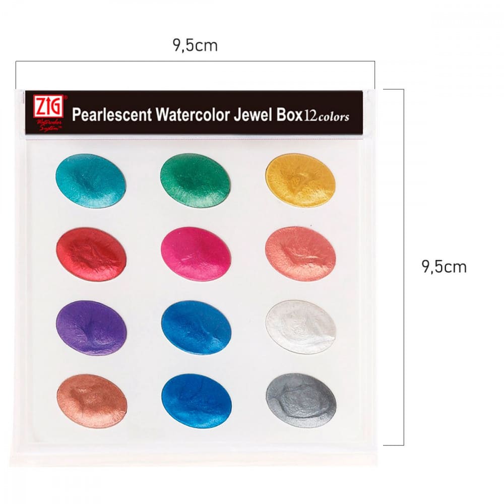 Aquarela Zig Kuretake Pearlescent Jewel 12 Cores