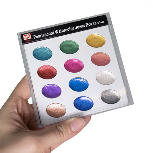 Aquarela Zig Kuretake Pearlescent Jewel 12 Cores