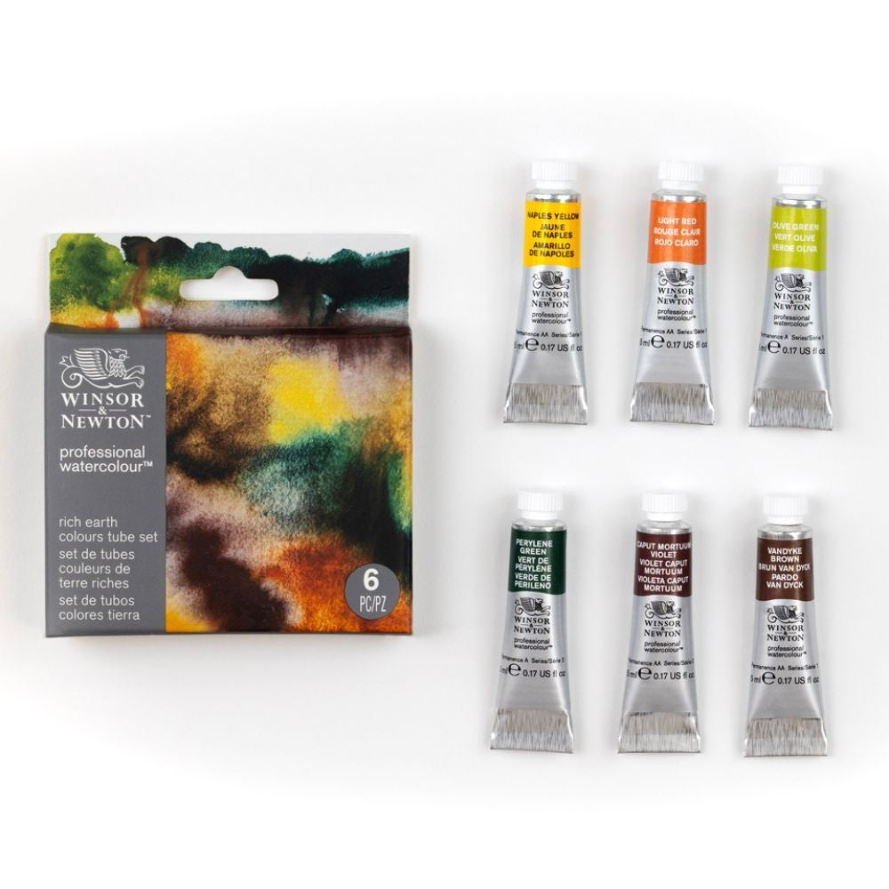 Aquarela Winsor & Newton Profissional C/6 Tubos Edição Rich Earth Collection