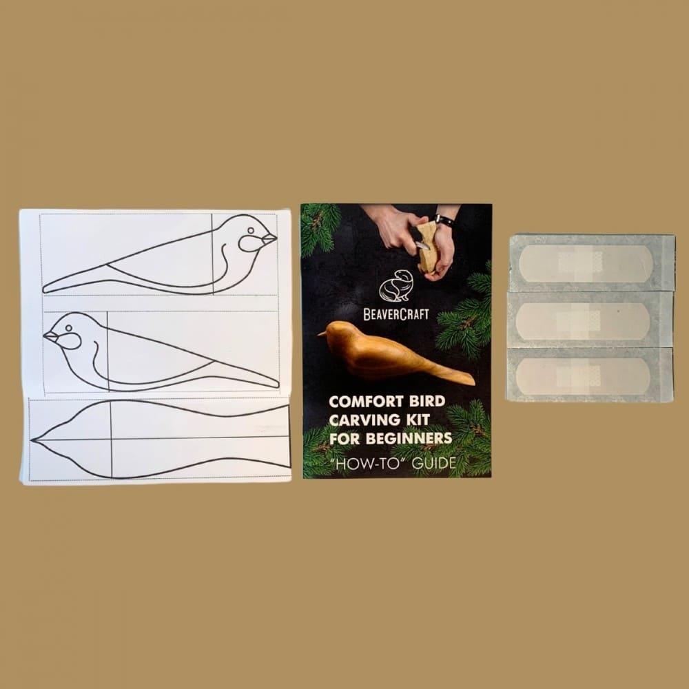 Conjunto Escultura em Madeira Beavercraft DIY Iniciação Confort Bird