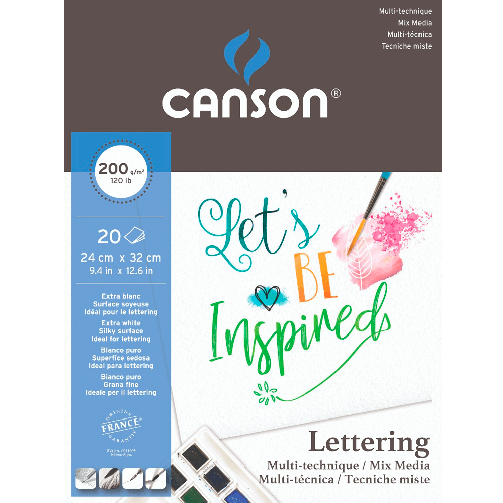 Bloco Para Lettering Canson Mix Media A4 200g/m² 20 Folhas