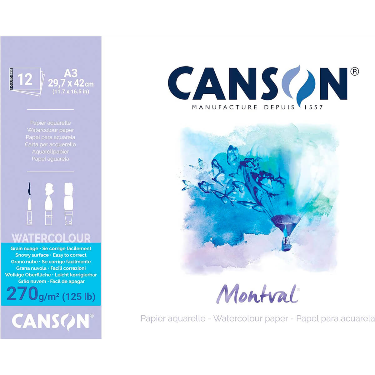 Bloco de Papel Para Aquarela Montval Canson A3 270g/m²