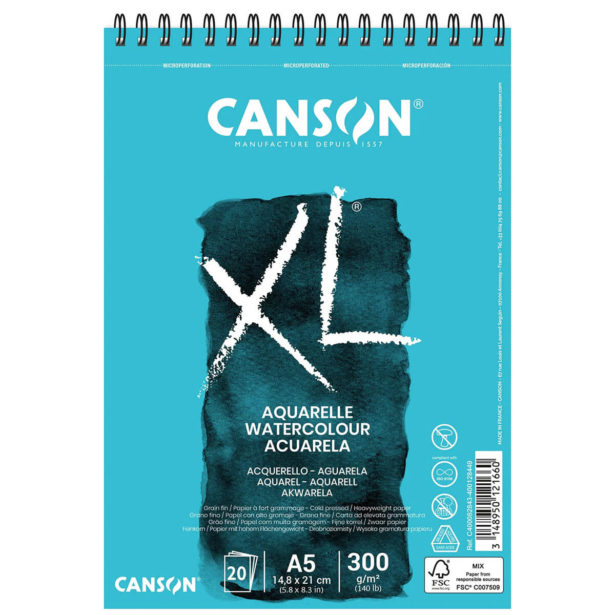 Bloco de Papel Canson XL Aquarelle 300g/m² A5
