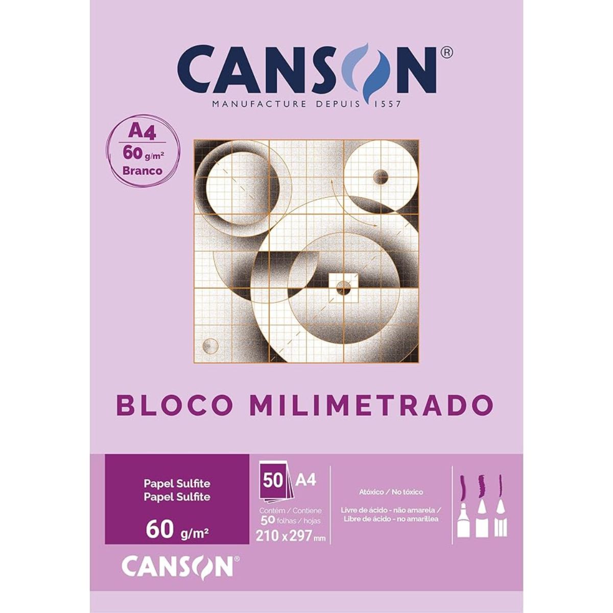 Bloco de Papel Milimetrado A4 Canson 60g/m²