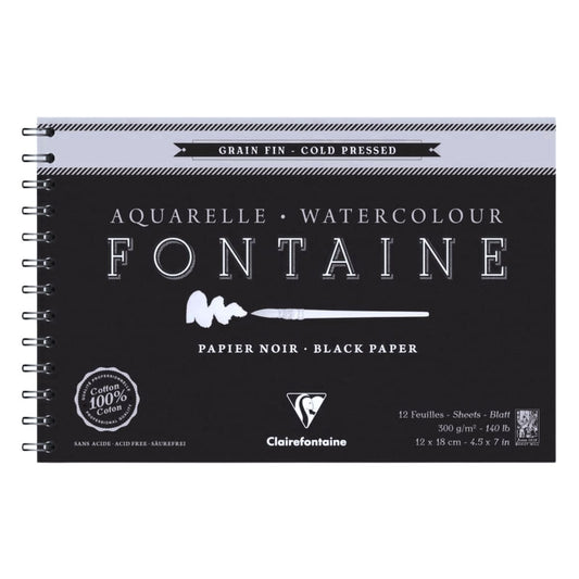 Papel Para Aquarela Fontaine Preto 12x18cm 300g Clairefontaine