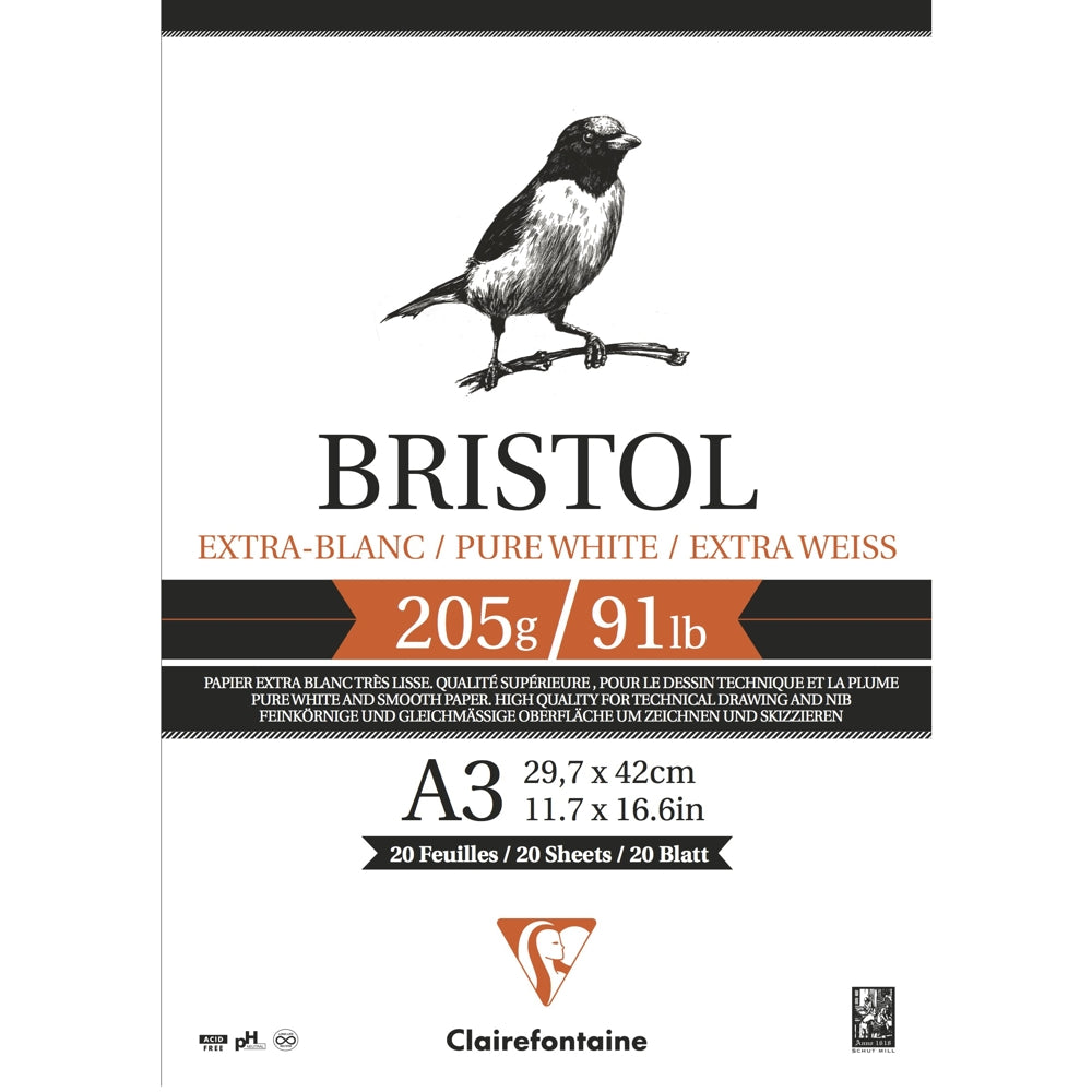 Bloco de Papel Desenho Bristol A3 205g/m² Clairefontaine