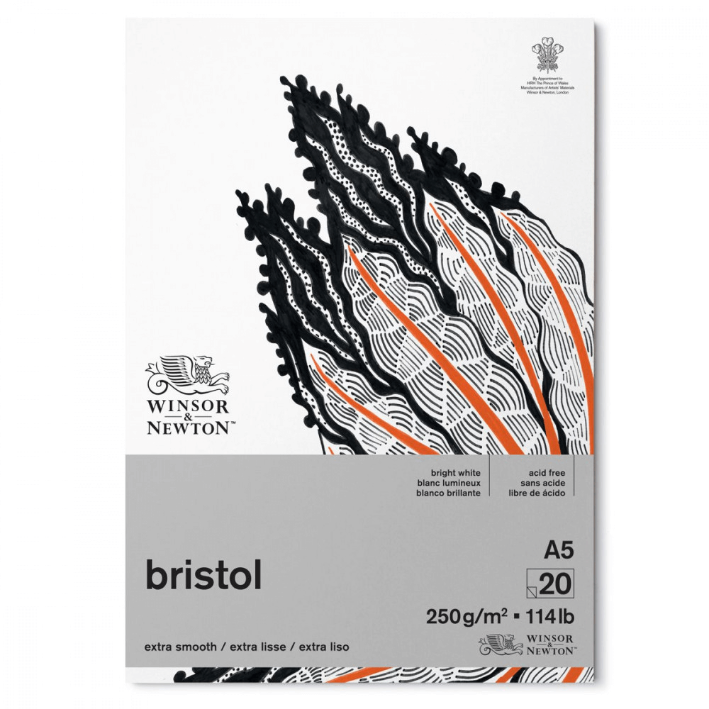 Bloco de Papel Winsor & Newton Bristol 250g A5 20 folhas Textura Lisa 