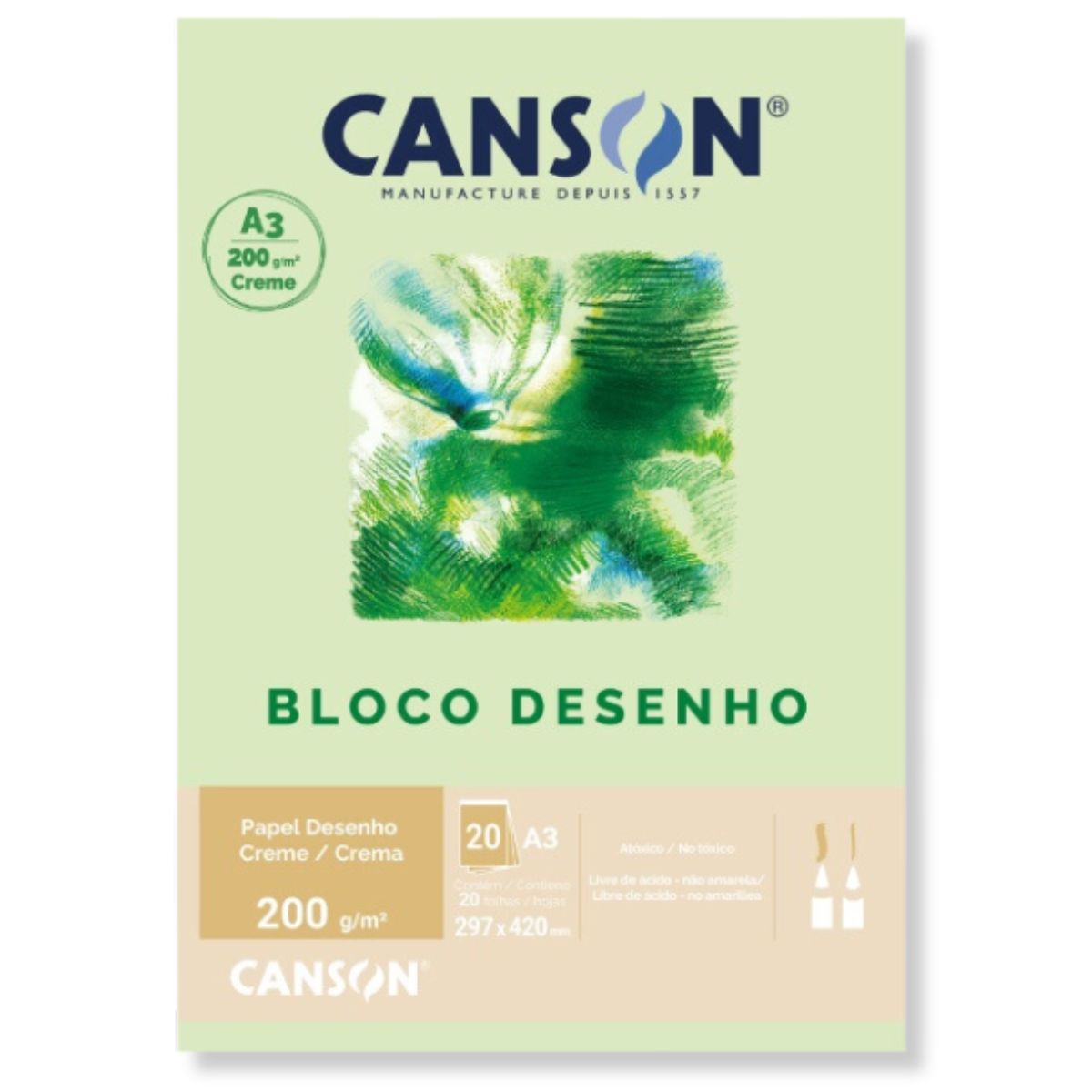 Bloco de Papel Para Desenho Canson 200g/m² A3 Creme