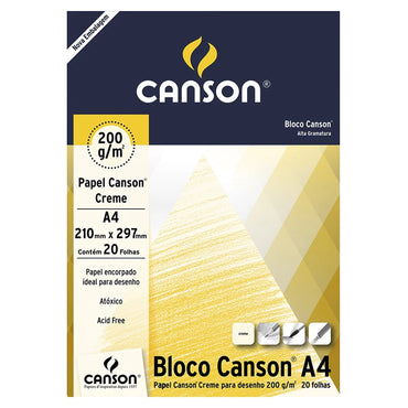 Bloco de Papel Para Desenho Canson 200g/m² A4 Creme