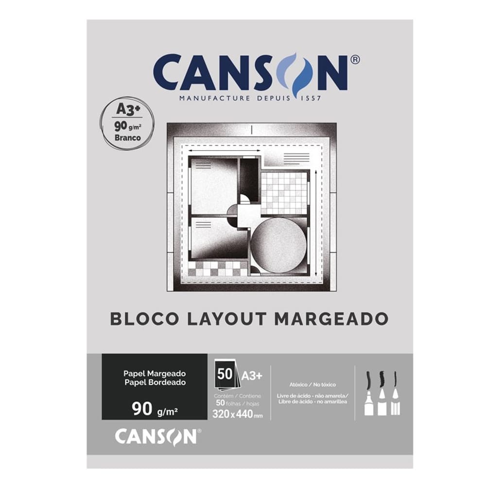 Bloco de Papel Layout Margeado Canson 90g/m² A3