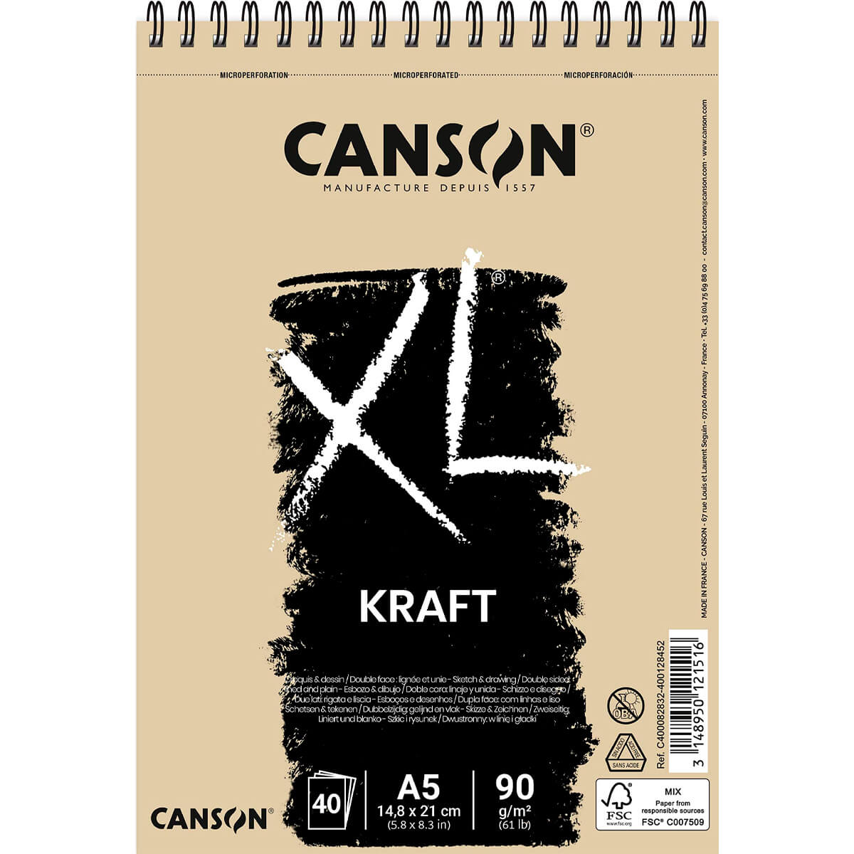 Bloco de Papel Canson XL Kraft 90g/m² A5