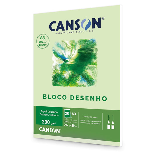 Bloco Papel Desenho Canson 200g A3 Branco