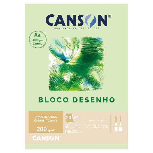 Bloco de Papel Para Desenho Canson 200g/m² A4 Creme