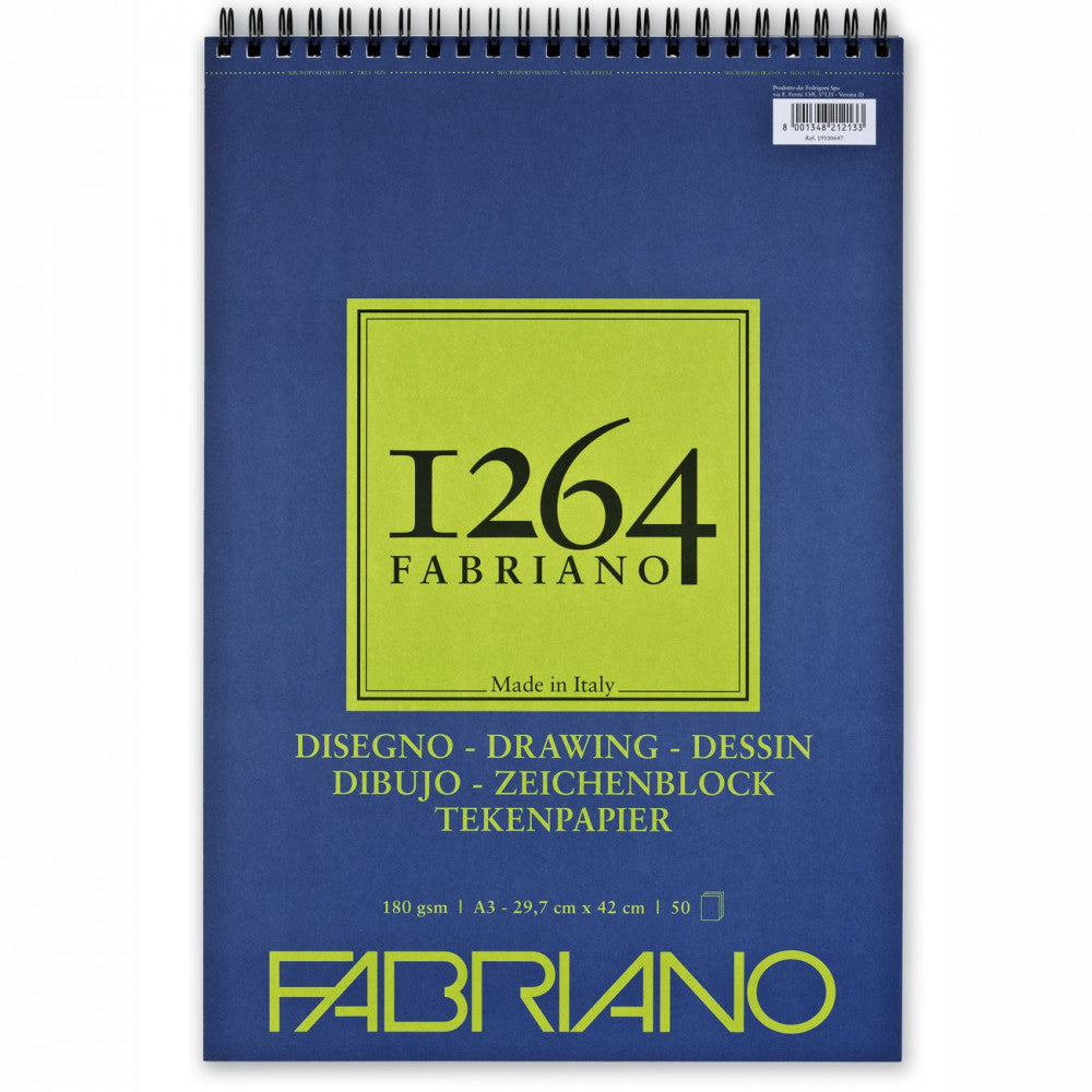 Bloco de Papel Fabriano 1264 Drawing 180g A3 50 Folhas Liso