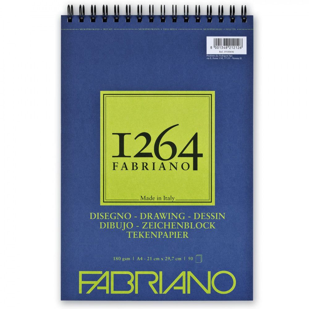 Bloco de Papel Fabriano 1264 Drawing 180g A4 50 Folhas Liso