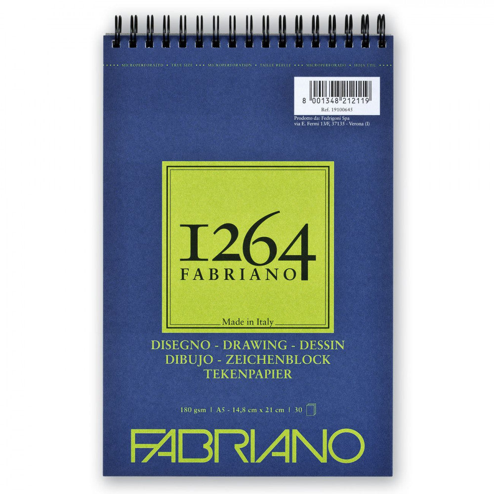 Bloco de Papel Fabriano 1264 Drawing 180g A5 30 Folhas Liso