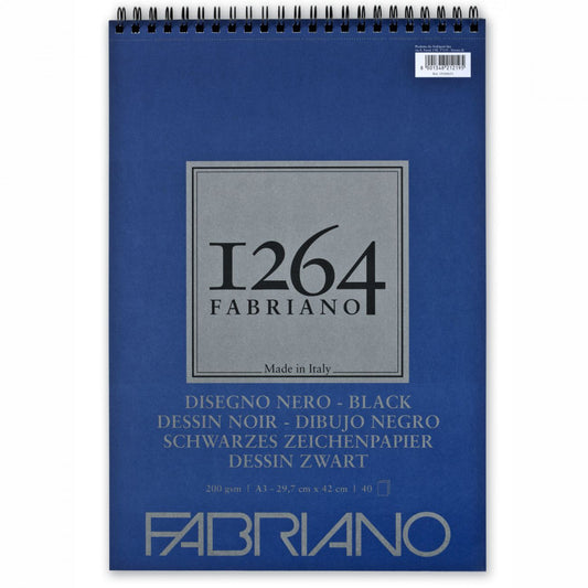 Bloco de Papel Fabriano 1264 Drawing Black 200g/m² A3 40 Folhas