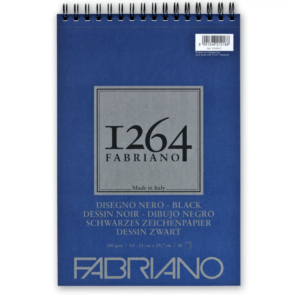 Bloco de Papel Fabriano 1264 Drawing Black 200g/m² A4 40 Folhas