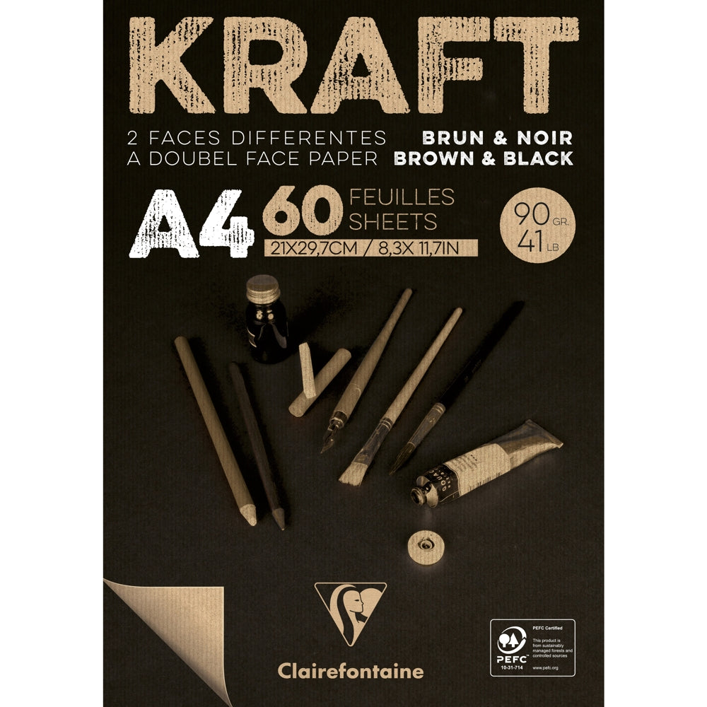 Bloco de Papel Kraft Brown & Black Clairefontaine A4