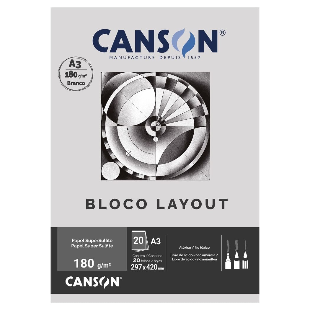 Bloco de Papel Layout Canson 180g/m² A3