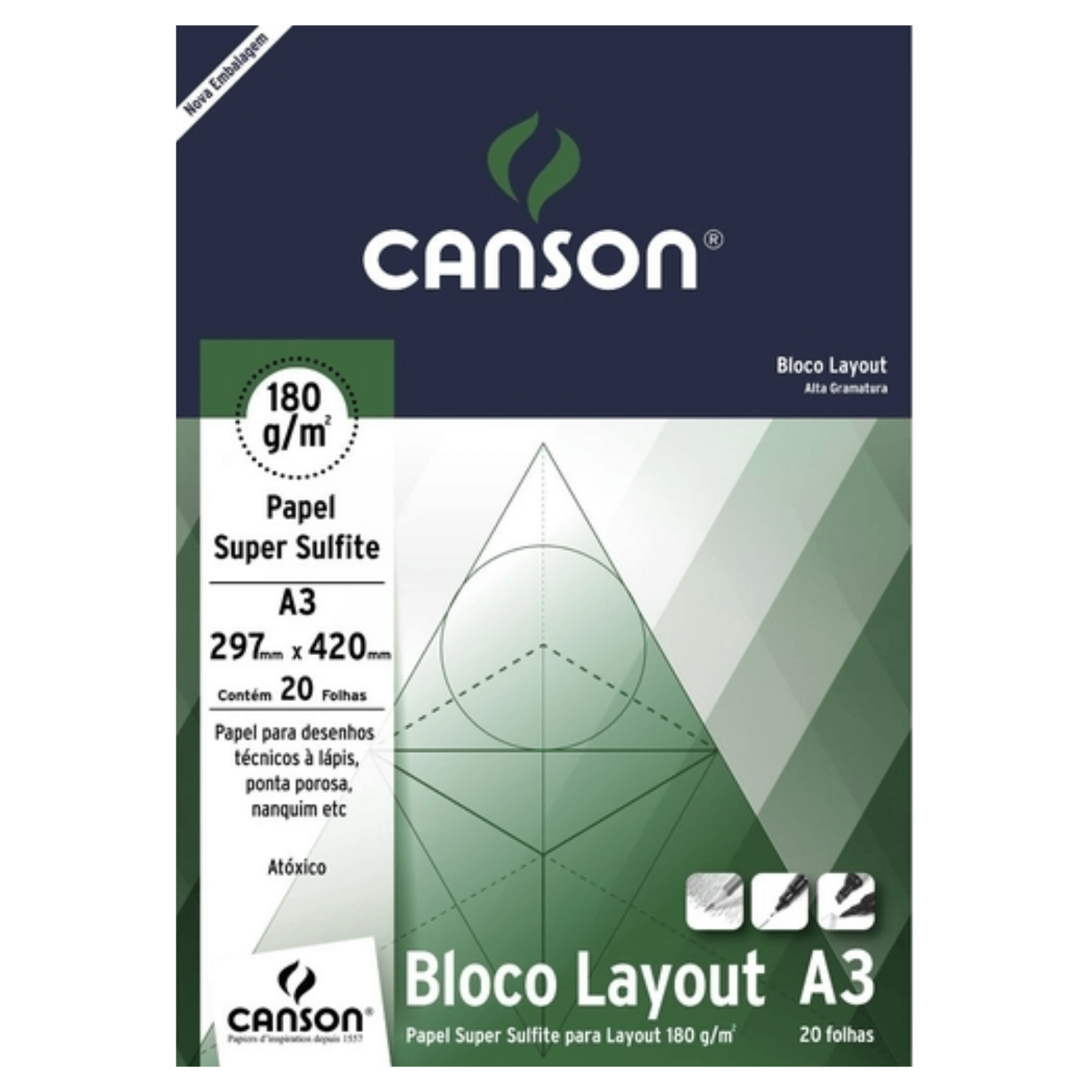 Bloco de Papel Layout Canson 180g/m² A3