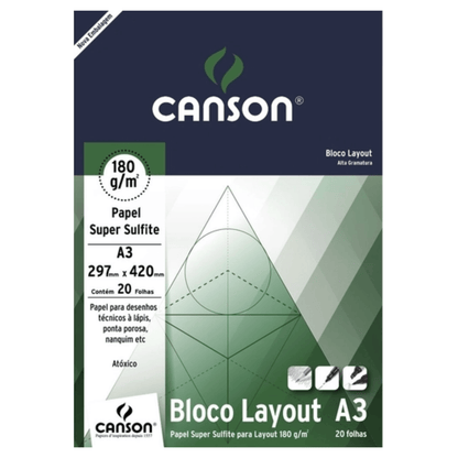 Bloco de Papel Layout Canson 180g/m² A3