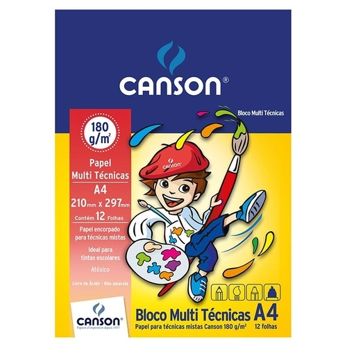 Bloco de Papel Multi Técnicas Canson 180g/m² A4