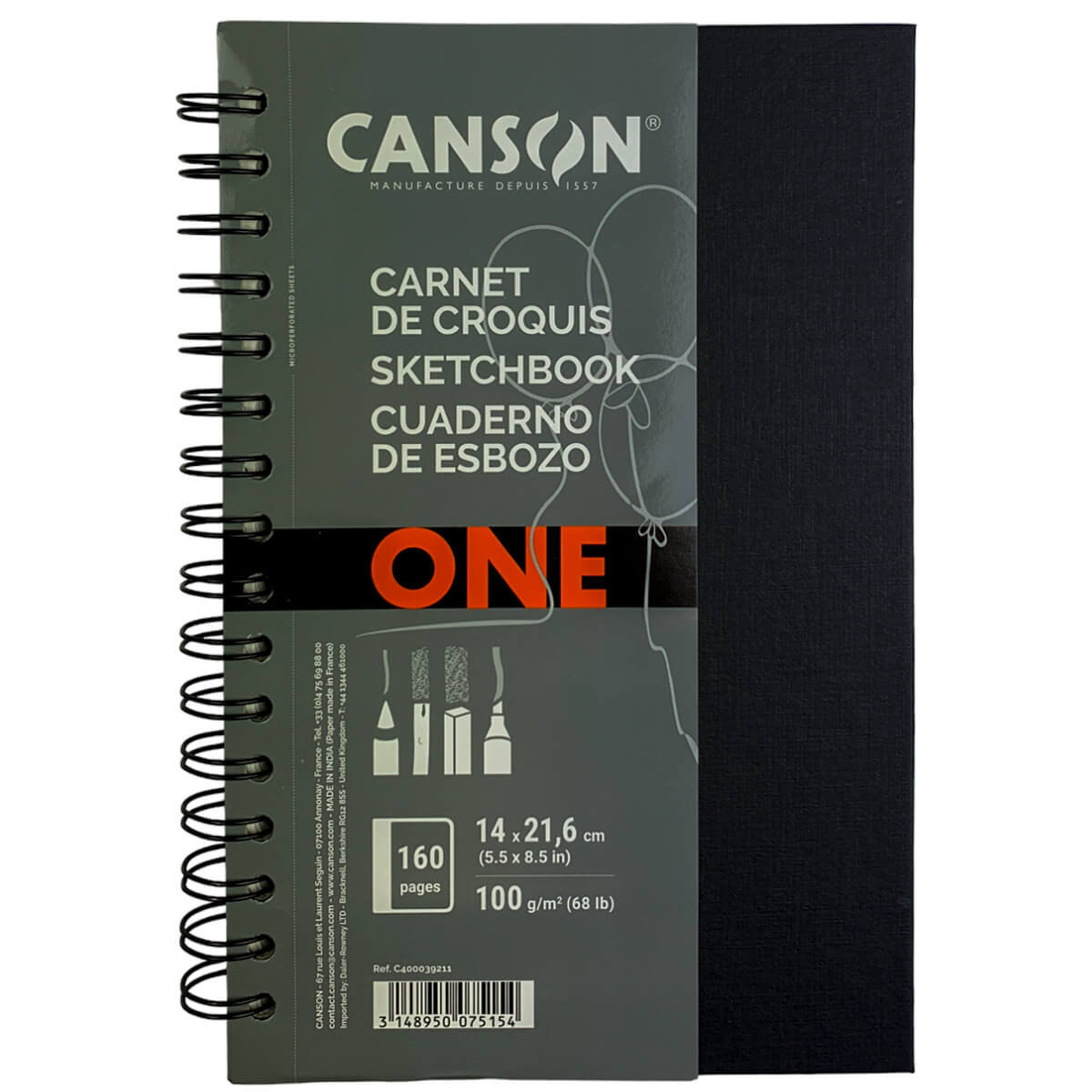 Bloco Sketchbook Espiral Canson One A5 14x21,6cm