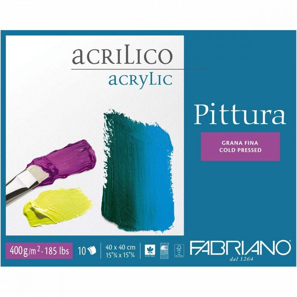 Bloco Papel Para Acrílica Pittura Fabriano 400g/m² 40X40cm 10 Folhas