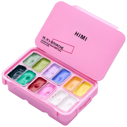 Tinta Guache Profissional Himi 12 Cores Botânicas