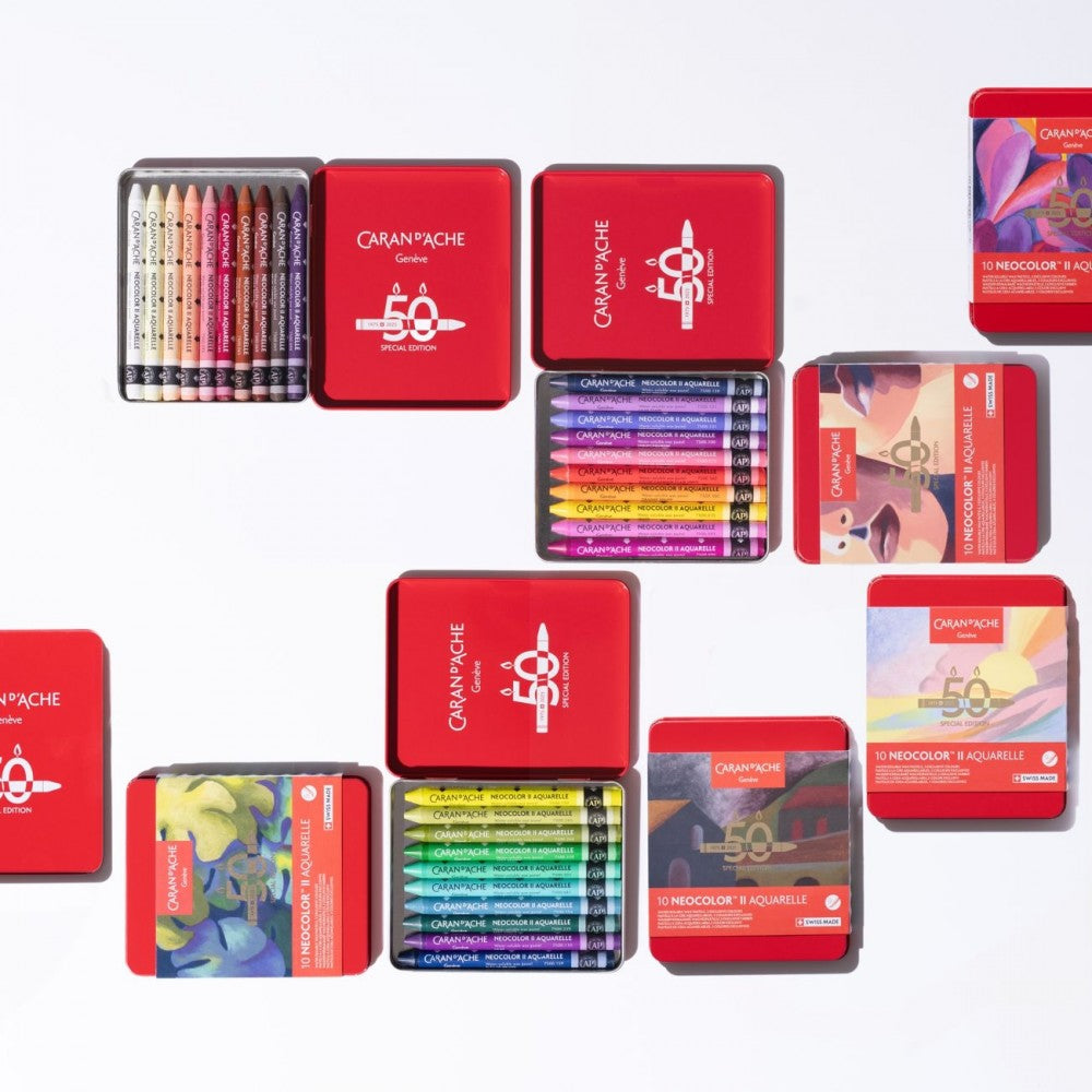 Giz Aquarelável Neocolor II Caran d’ Ache 10 Cores Edição 50 Anos Lush