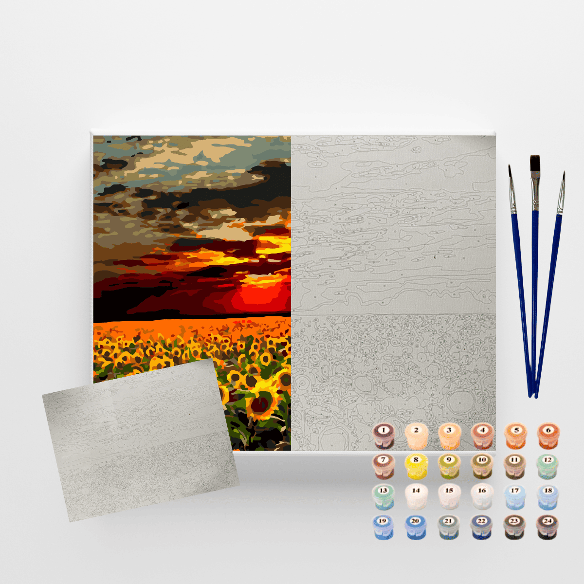 Conjunto Pintura Numerada Arte Terapia 40X50cm Girassóis