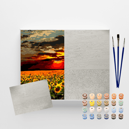 Conjunto Pintura Numerada Arte Terapia 40X50cm Girassóis