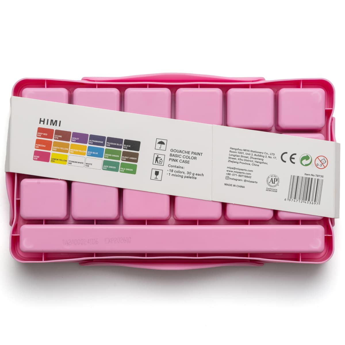Tinta Guache Profissional Himi 18 Cores Estojo Rosa