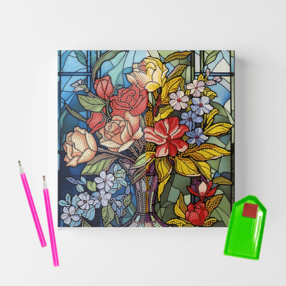 Conjunto Pintura Diamante Sinoart 30X30cm Vaso de Flores