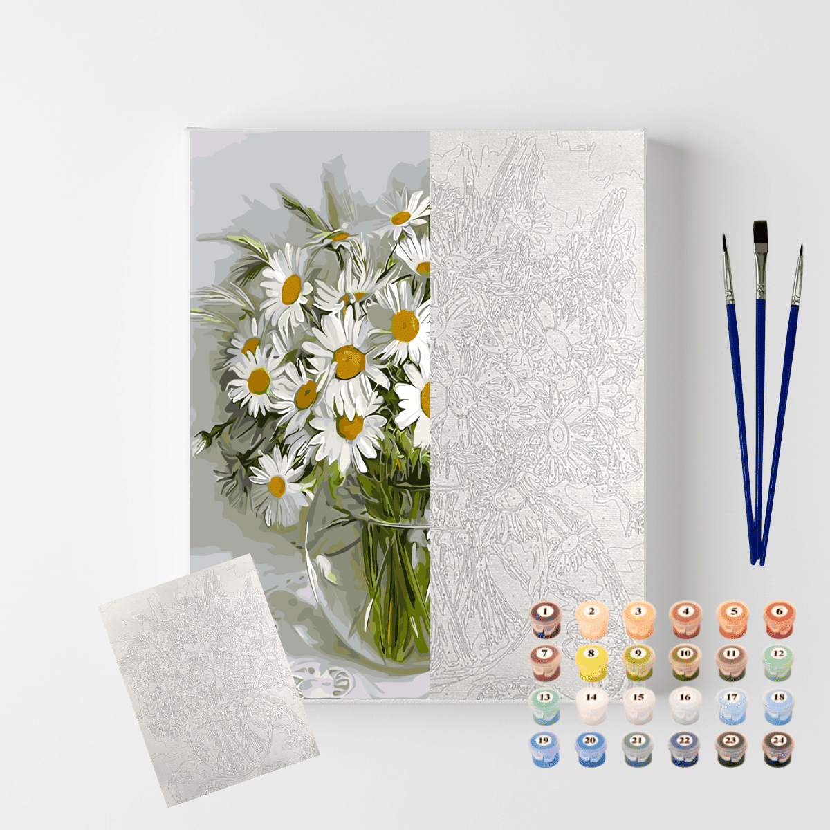 Conjunto Pintura Numerada Arte Terapia 40X50cm Vaso de Margaridas