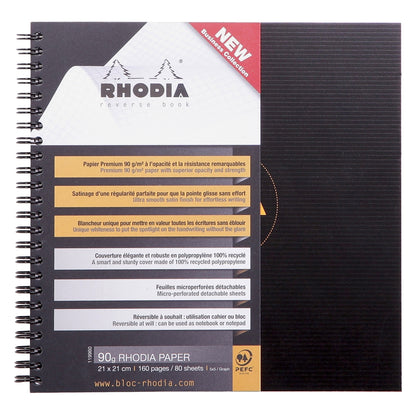 Caderno Quadriculado Reverse Rhodia 21X21cm Capa Preta
