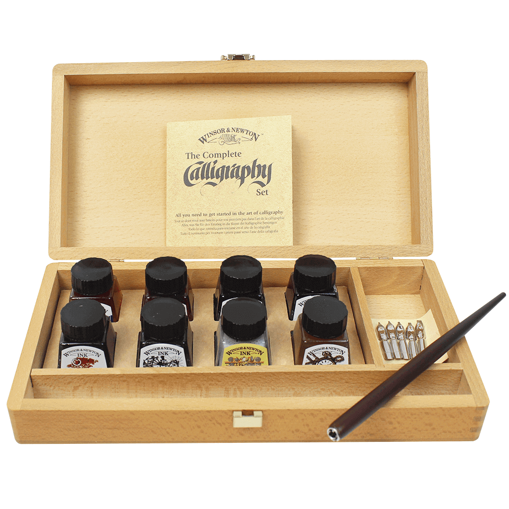 Conjunto de Caligrafia Winsor & Newton Caixa Madeira