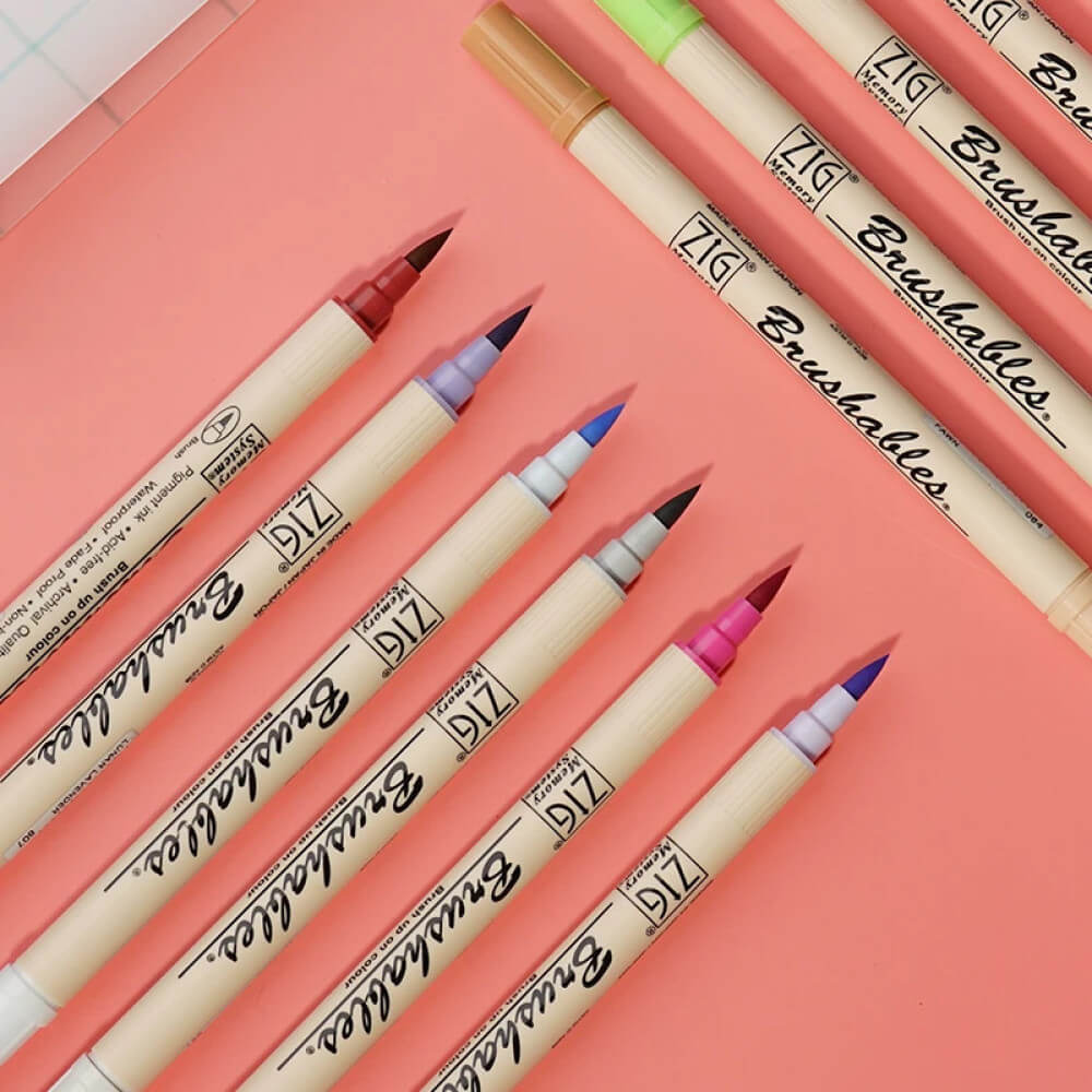 Caneta Brushables Ponta Dupla Kuretake Pink