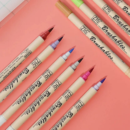 Caneta Brushables Ponta Dupla Kuretake Pink