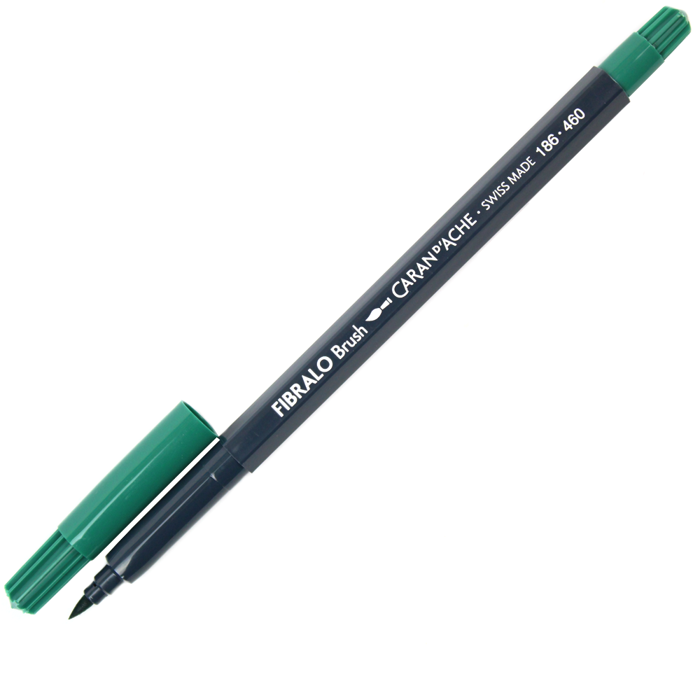 Caneta Aquarelável Fibralo Brush Caran d'Ache Verde Escuro 460