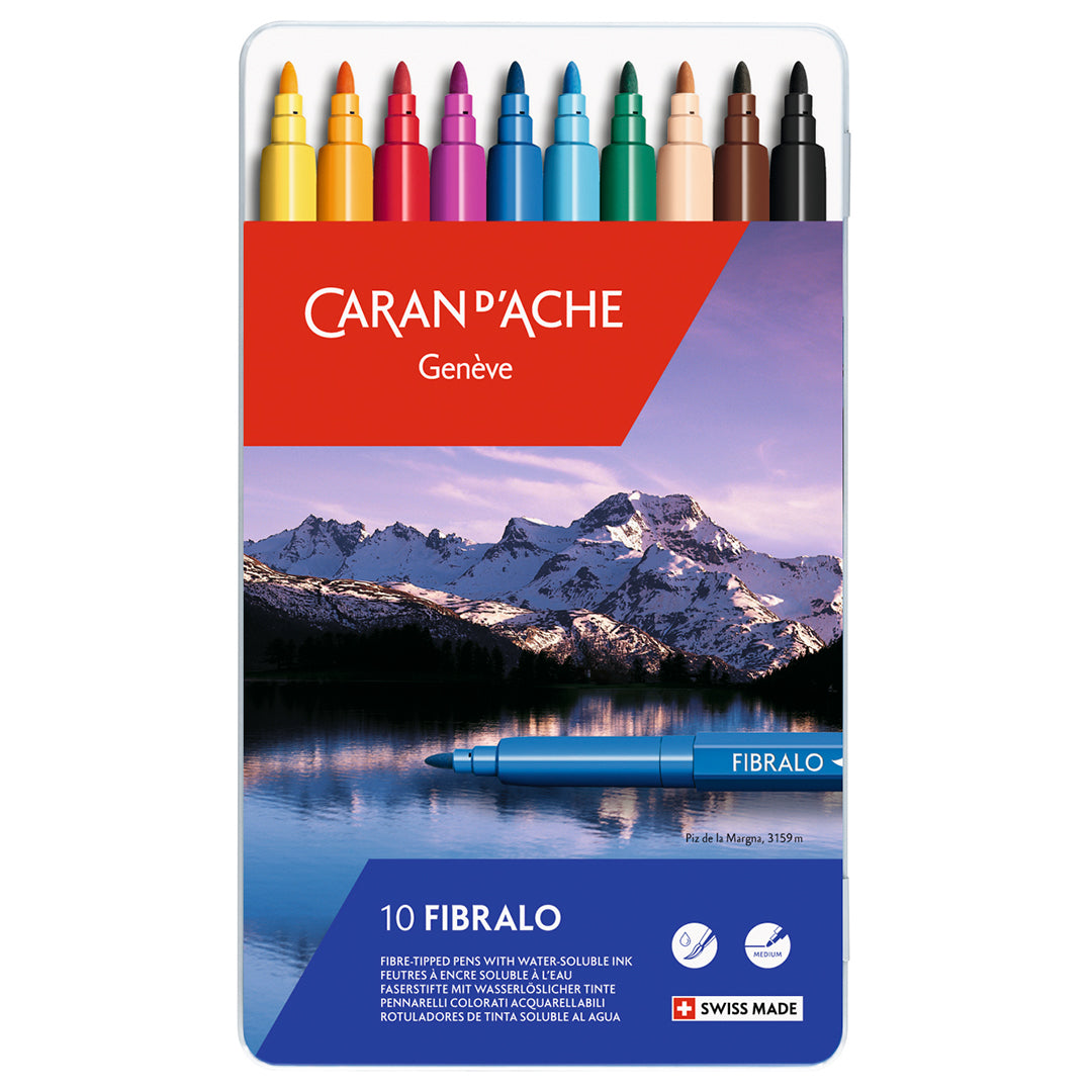 Caneta Aquarelável Fibralo Caran D'Ache 10 Cores