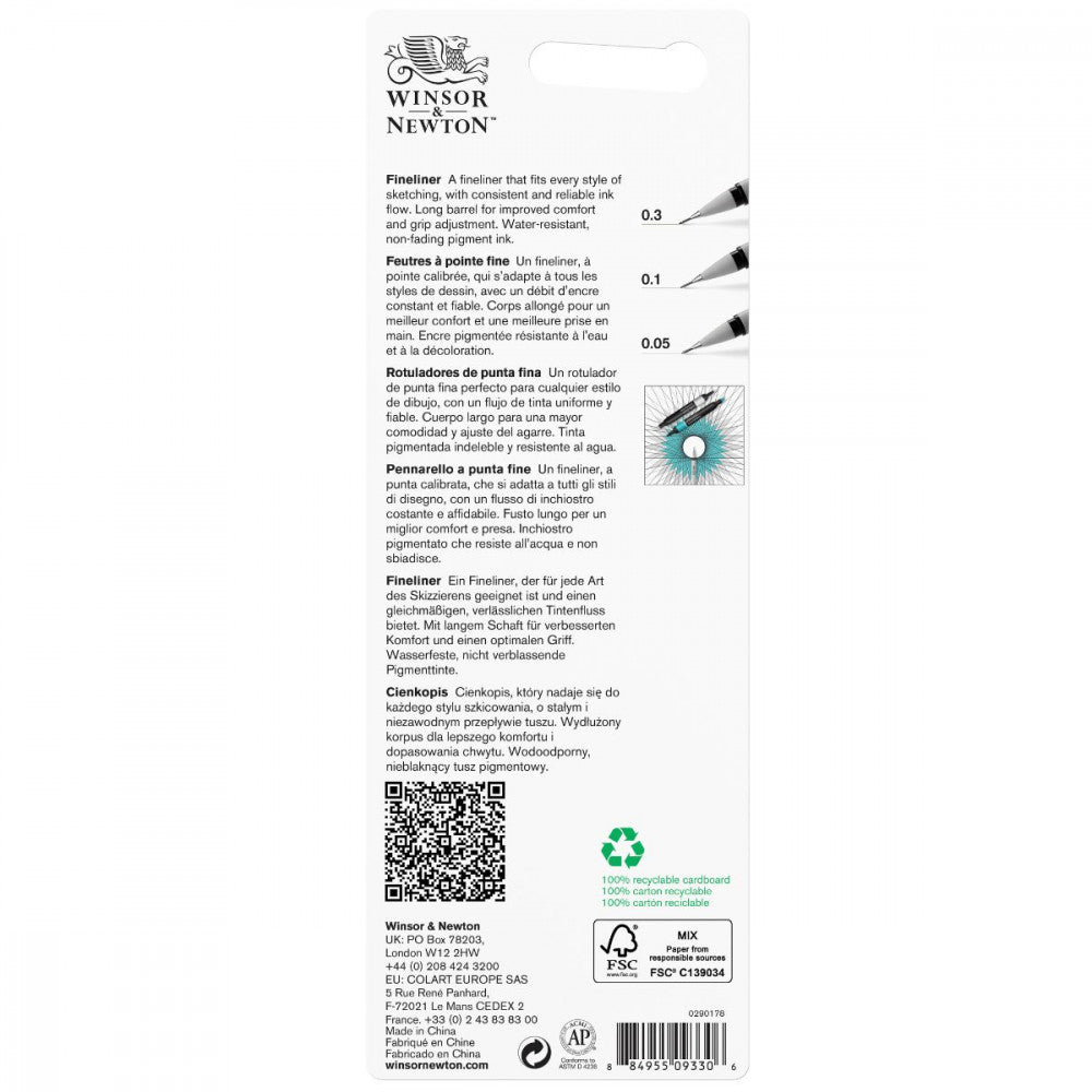 Caneta Nanquim Winsor & Newton 3 Pontas Preto
