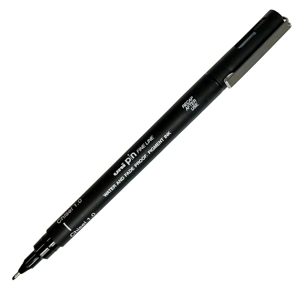 Caneta Nanquim Uni PIN Uni-Ball 1.0 Chanfrada Preto