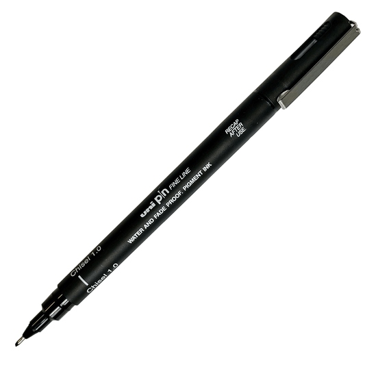 Caneta Nanquim Uni PIN Uni-Ball 1.0 Chanfrada Preto