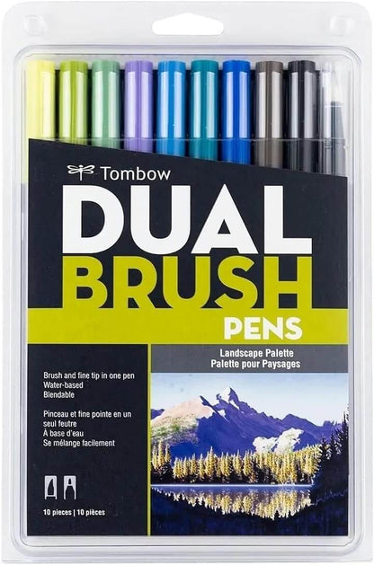 Caneta Pincel Dual Brush Tombow 10 Cores Paisagem