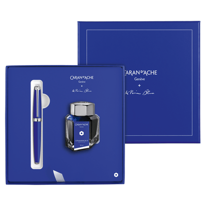 Caneta Tinteiro Caran d'Ache Klein Blue + Tinta 50ml Ed. Limitada