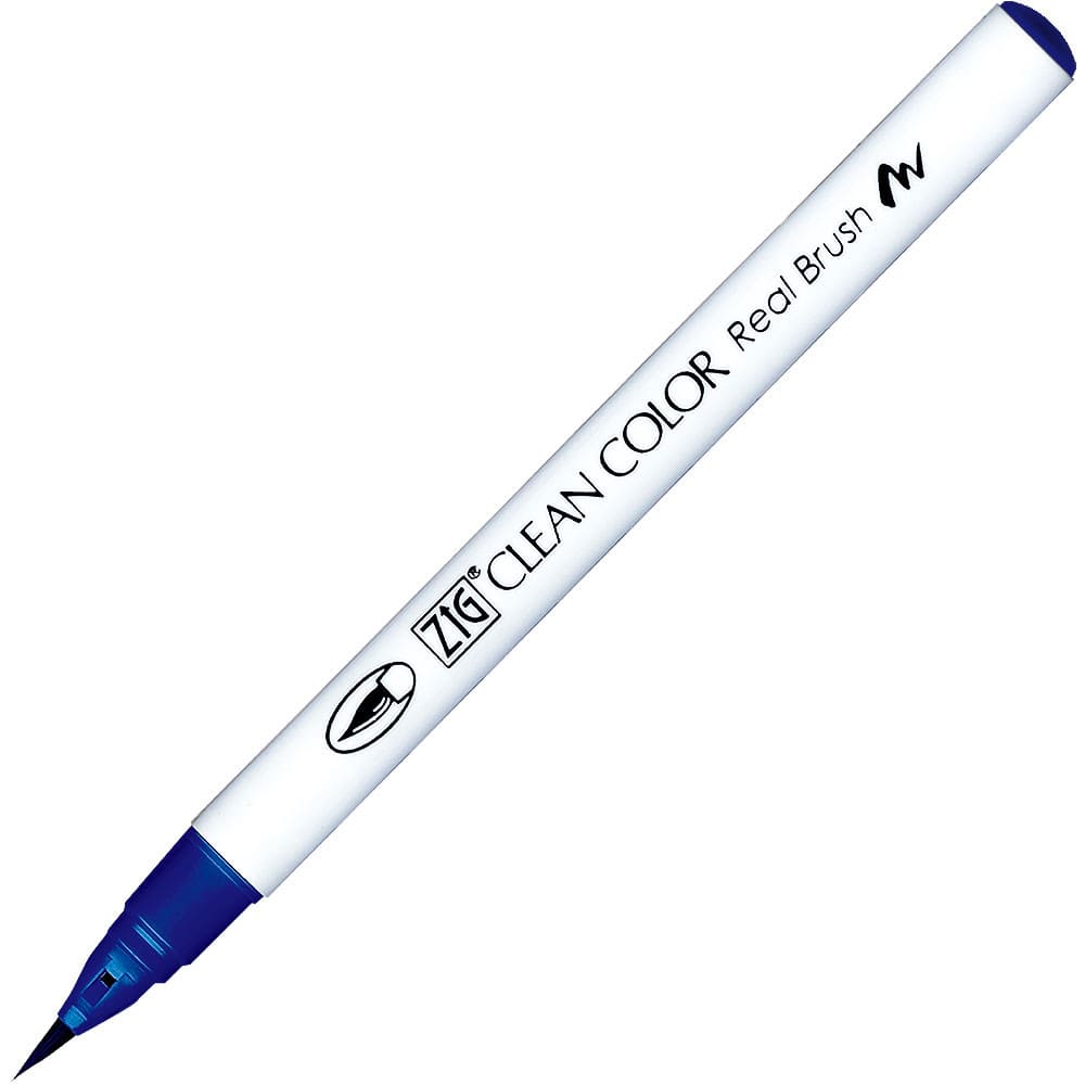 Caneta Pincel Kuretake Zig Clean Color Real Brush Prussian Blue 319