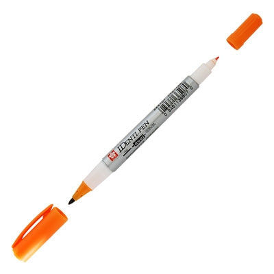 Caneta Permanente Ponta Dupla Identi Pen Sakura Laranja